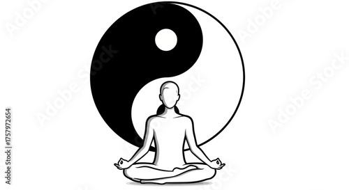 Meditating figure with Yin Yang Symbol promoting wellness and mental health