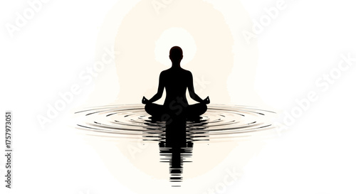 Silhouette meditation on the water surface radiates tranquility and inner peace beautifully