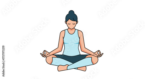 Illustration of a woman in the lotus position meditating for wellness and balance