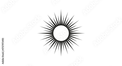 Geometric radial burst design with sharp lines emanating from circular center on white background