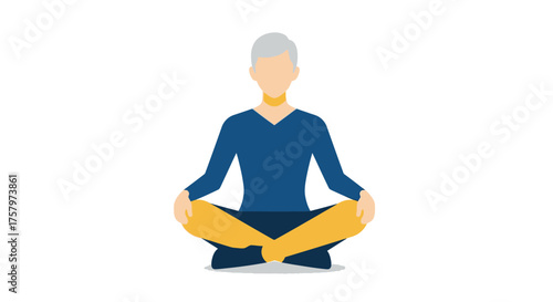 Vector illustration of a calm woman practicing yoga in the lotus position for relaxation and