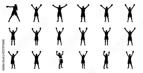 Boxers celebrating victory boxing silhouette