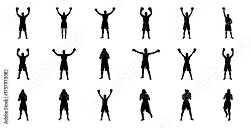 Boxers celebrating victory boxing silhouette
