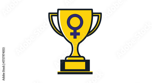 Celebrate female achievement with this vibrant trophy icon, perfect for empowering messages, awards, and recognizing women's success in sports and business