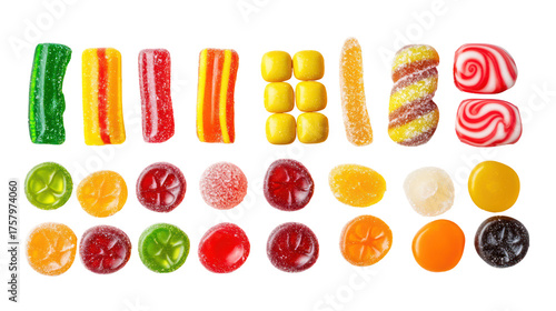 Wallpaper Mural Assortment of colorful gummy candies and lollipops isolated on transparent background Torontodigital.ca