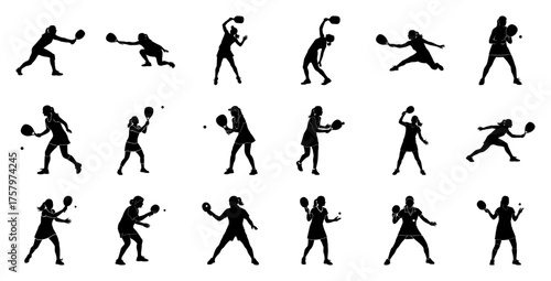 Female athletes playing racket sports game