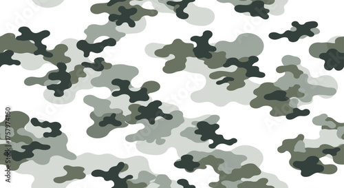A gray and white digital camouflage pattern with irregular splotches. This pattern is often used for military uniforms and tactical gear.