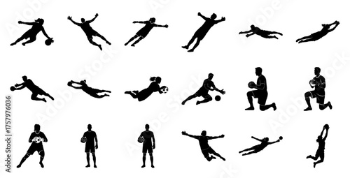 Soccer goalies in action goalkeeper diving