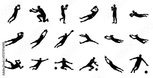 Soccer Goalkeeper Actions silhouette diving