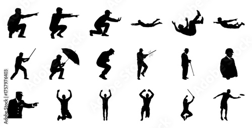 Sports and action silhouettes people jumping
