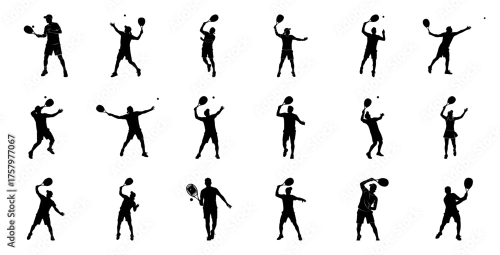 Fototapeta premium Tennis players in action table tennis silhouettes
