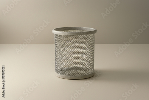 Recycled metal utensil holder mockup on clean white studio background