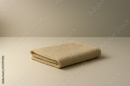 Recycled natural fiber kitchen cloth mockup on minimal clean white background