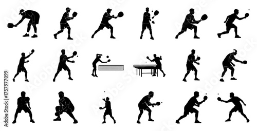 Tennis players in action table tennis sports