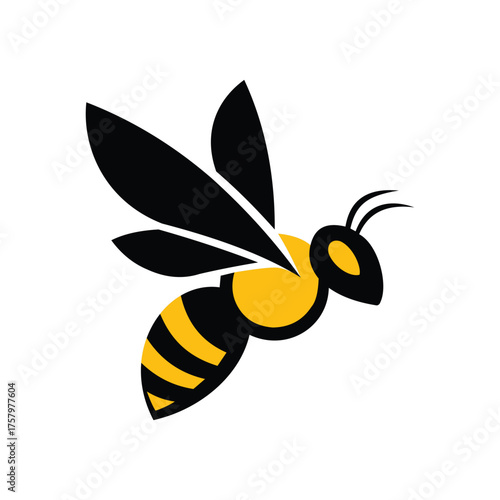 Vector art of stylized yellow and black bee illustration
