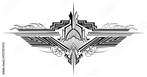 Abstract geometric design with symmetry in black and white