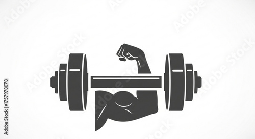 Dumbbell with arm icon showcasing strength training, suitable for fitness promotions and gymrelated content