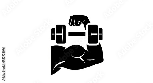 A muscular arm lifting a dumbbell, , symbolizing strength, fitness, and bodybuilding for gym and workout themes