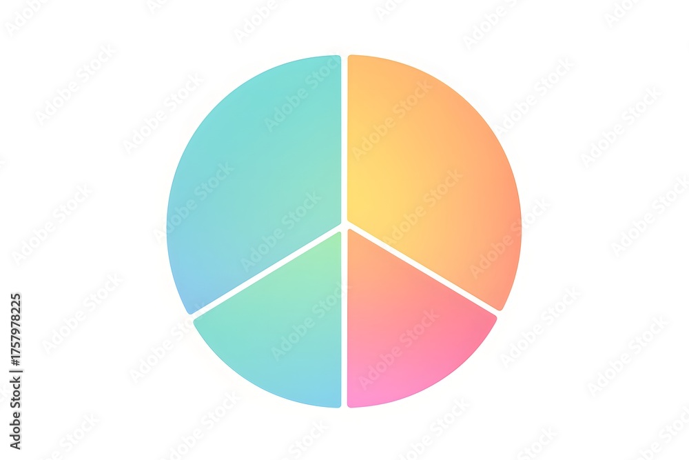Fototapeta premium Flat Infographic Template with Vibrant Gradient Pie Chart – Isolated on White