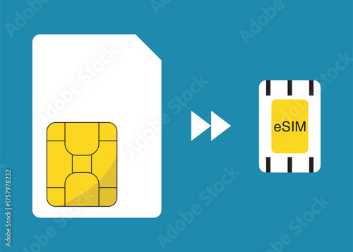 the latest card technology using eSIM. Stock Illustration