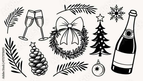 Festive christmas collection vector illustration scalable graphics for holiday designs