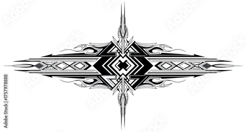 Abstract geometric ornamental design on black background