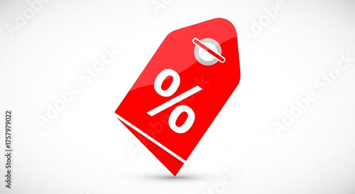 Red discount tag symbol of sale, promotion, and special offer for retail, marketing, and advertising campaign