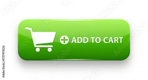 Green add to cart button with shopping cart icon for online shopping and ecommerce websites and applications