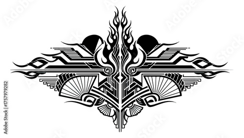 Abstract geometric symmetry design black and white