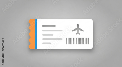 Illustration of a boarding pass with airplane icon ticket for flight, travel, and vacation with barcode and details modern design