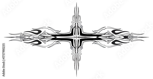 Abstract ornamental design element on black background