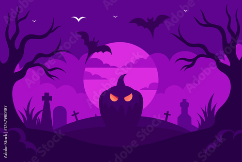 Dark Halloween background with purple mist gradient
