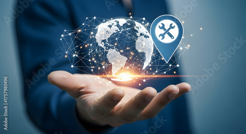Global technology service and support network held in hand