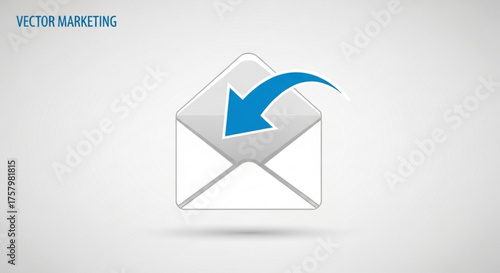 Email marketing vector illustration with an arrow entering an envelope, representing digital communication