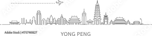 Yong Peng City Skyline with Airplane Icon