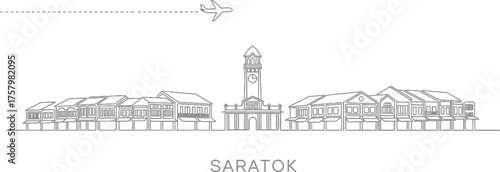 Saratok Town Skyline with Airplane