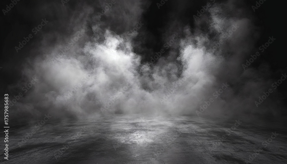 Fototapeta premium Mysterious fog over dark textured ground