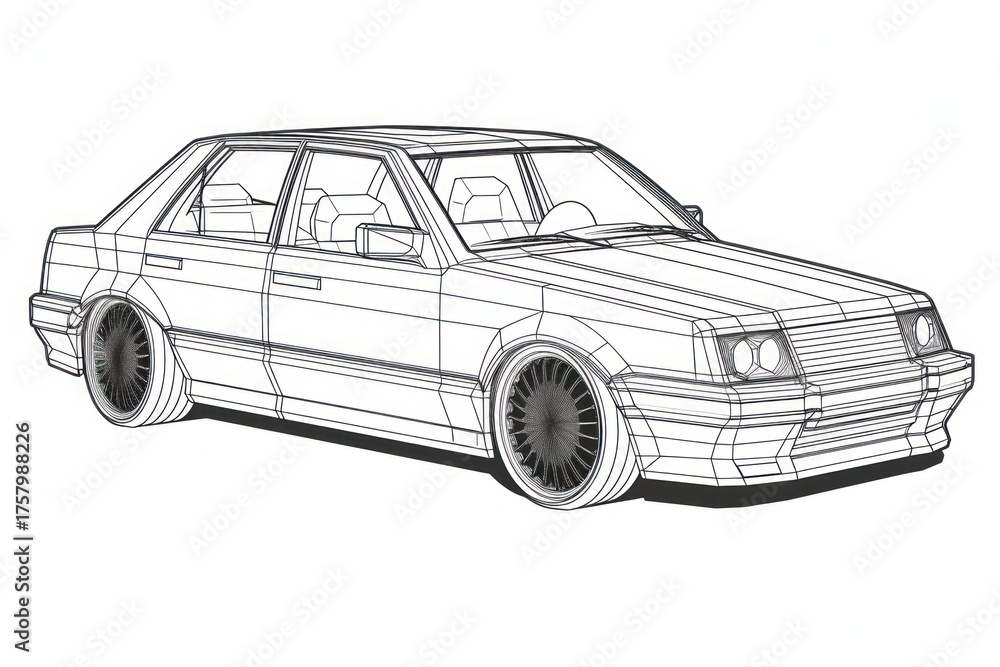 Fototapeta premium Car vehicle drawing sketch.
