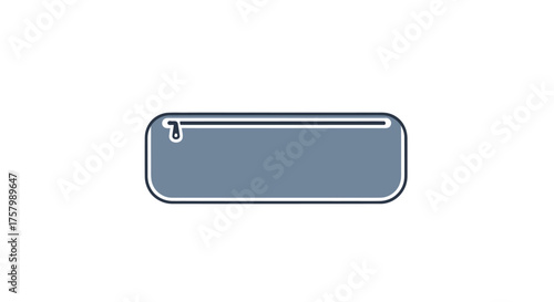 Simple Blue Rectangular Pencil Case with Zipper Detail.