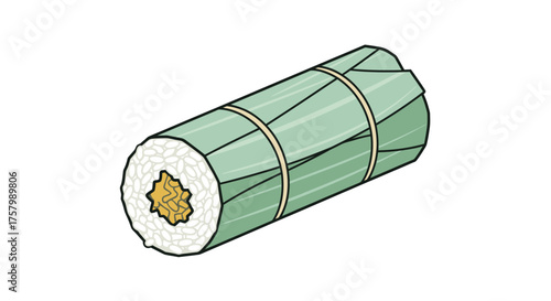 Illustration of a Cylindrical Vietnamese Banh Tet Cake.