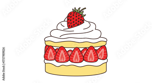 Delicious Strawberry Shortcake with Whipped Cream and Fresh Berries.