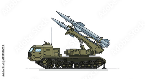 Military Surface-to-Air Missile System on Tracked Vehicle.