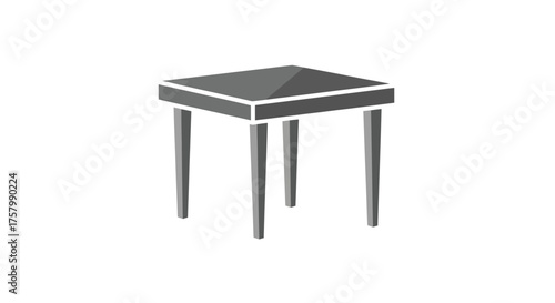 Minimalist Dark Square Side Table with Four Tapered Legs.