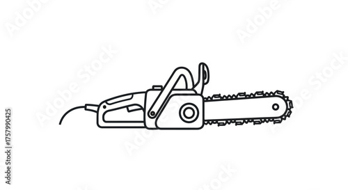 Electric Chainsaw Outline: A Detailed Vector Illustration of a Cutting Tool.