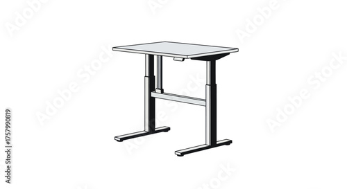Adjustable Height Table with Metal Legs and Rectangular Top Modern Furniture.