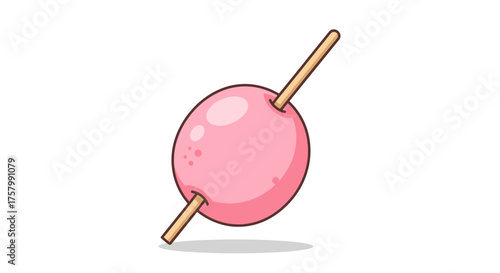 Pink Candy Ball on Two Wooden Skewers.