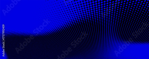 Dark blue retro pop art background with halftone dots design