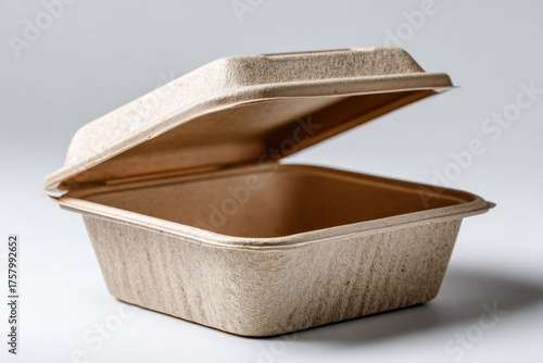 Biodegradable food packaging isolated on white background