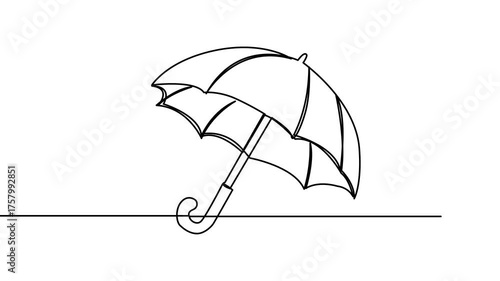 Continuous Line Art: Single Line Umbrella Drawing