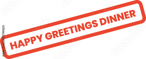 Vibrant red rectangular Happy Greetings Dinner banner for festive seasonal occasion announcements